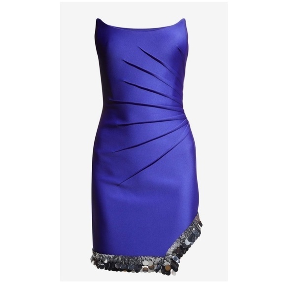 Sho BY TADASHI SHOJI Strapless Embellished Sequin Paillette Neoprene Mini Dress - Picture 8 of 10